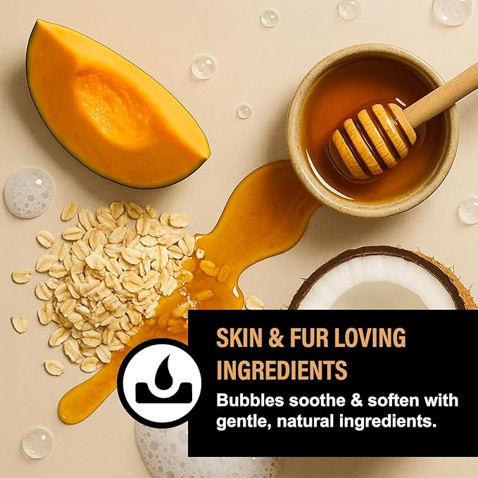 Amber Sandalwood Dog Care Gift Bundle – 3 Piece Grooming Set with Bubble Bath Shampoo Alternative, Deodorizing Coat Spray & Moisturizing Serum – Luxury Dog Spa Kit & Grooming Gift (Amber Sandalwood)