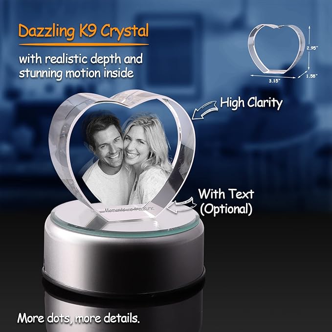 3D Crystal Photo, Personalized Gift. Custom Gifts for Dad and Mom, Him, Her, Wife and Husband. Custom Picture Gifts for Fathers Day, Anniversary, Birthday. Picture Gift for Pet Lovers (Small)