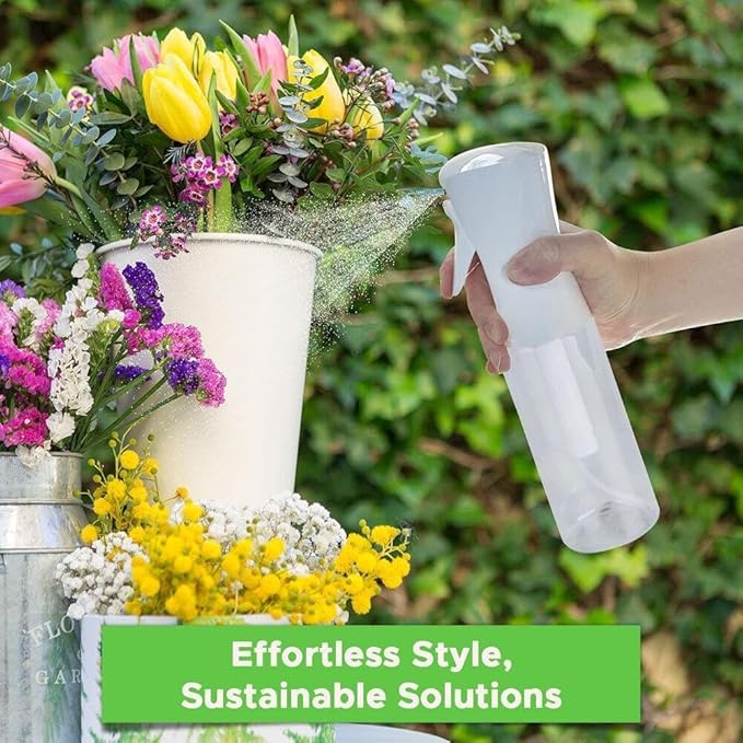 VigorPath Continuous Spray Bottle for Hair – Fine Mist Mister for Hairstyling, Cleaning, Plants, Pets, Barbers, Salons, and Essential Oil Applications (150ml/5 oz) Clear 2 Pack