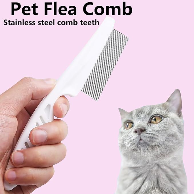 Flea Comb for Dogs, Dog Face Comb Brush, Grooming Tool for Pets Dogs and Cats, Pet Hair Brush Fine Tooth Tear Stain Remover, Multifunctional Pet Hair Grooming Comb Stainless Massage Comb