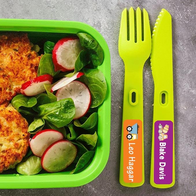 128 Custom Waterproof Dishwasher Safe Kid Name Labels for Daycare, School Supply, Baby Bottles, Lunch Boxes and Cups, Travel. Cute Personalized Design Name Stickers (Pattern 9)