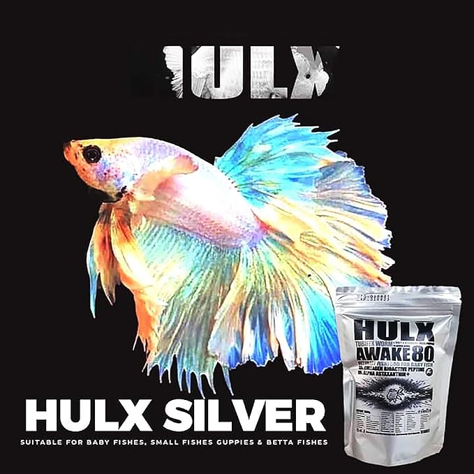 HULX Awake Goldfish Food Sinking for Big Muscle & Mass Weight Gain, Whey Mixed High Protein 60% Fish Food Growth Fast Formula 500 Gram, Healthy, Color Enhancing Clear Water Fish Feed
