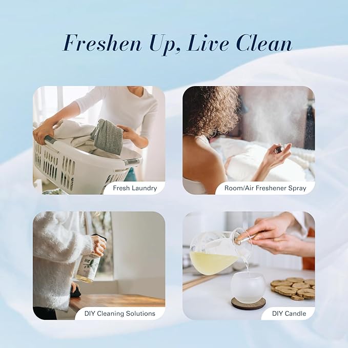 JCLOUD Essential Oils for Laundry, Clean Scent Fragrance Oils Set, Use with Wool Dryer Balls - Fresh Linen, Soft Laundry, Warm Cotton Essential Oils for Diffusers for Home, Natural Fresh Scent, 6x10mL