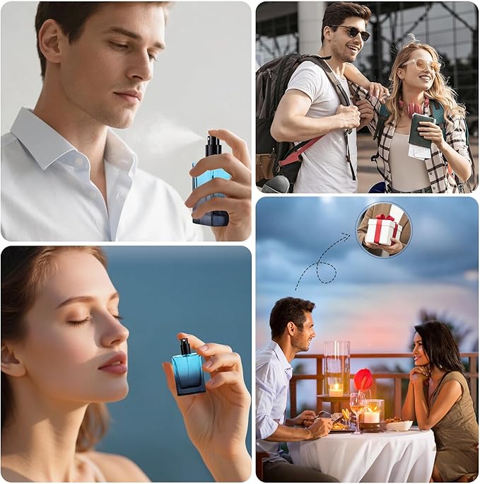 Perfume Bottles Empty Glass Atomizer Sprayer, 6 Pack 30ml Refillable Travel Spray Bottle for Fragranc or Essential Oil, Portable Cologne Atomizers with Dispensing Kit for Handbag, Date