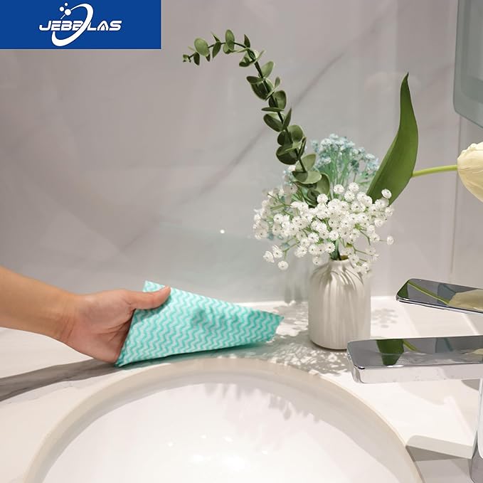 JEBBLAS 100Pack Reusable Cleaning Cloths 11.8‘’x11.8‘’ Handi Wipes Reusable Cloths Dry Cleaning Cloths Dish Towel Dish Cloths for Kitchen, Green