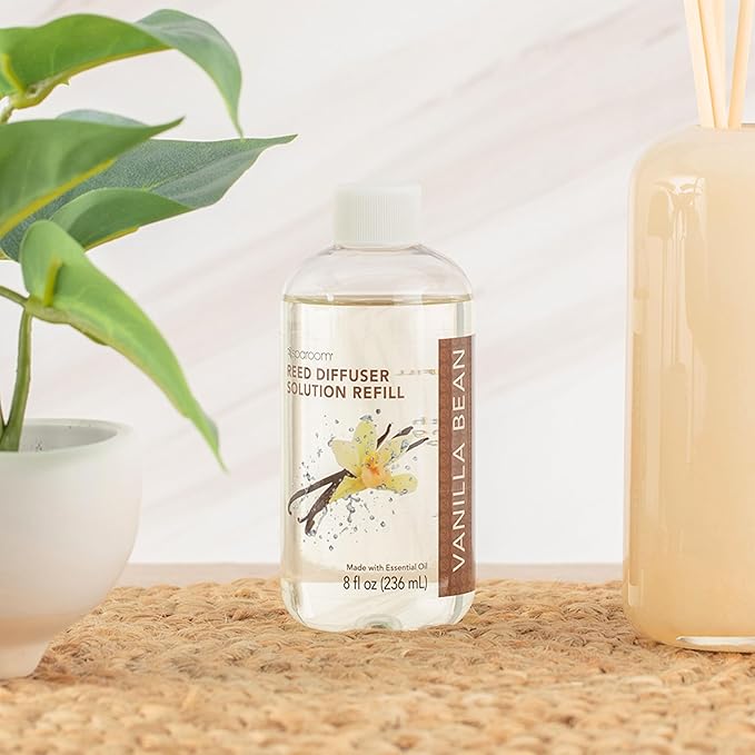 SpaRoom Reed Diffuser Oil Refill – Vanilla Bean Scent, 8oz Cozy Blend for Warmth and Comfort, Smooth and Sweet Aroma for Bedrooms, Lounges, or Relaxing Spaces, Long Lasting Ambient Scent