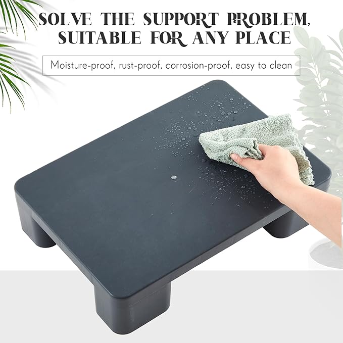 2 Pack Dunnage Rack, 19.69" Long x 15.75" Wide, 4.72" Height Plastic Dunnage Rack, 1000+ Pound Capacity Storage Commercial Food Service Storage in Restaurant Kitchens Shop, Gray