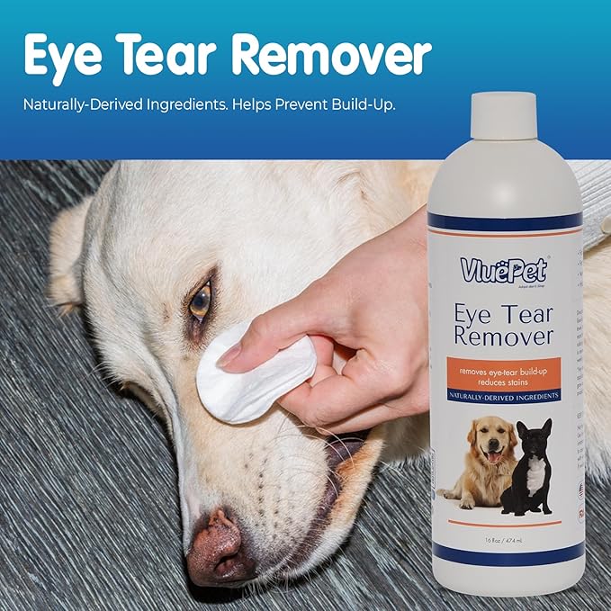 | Eye Tear Remover - Eye Wash Drops & Tear Stain Remover for Cat and Dog - Gentle, Safe & Non-Irritating Formula for All Breeds - Vet Formulated, Prevents Infections - All Natural – 16 floz