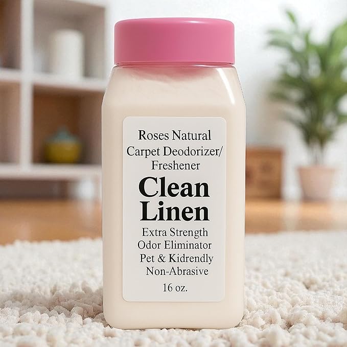 Carpet Deodorizer Powder – Clean Linen Scent, Extra Strength Odor Eliminator, Pet & Kid Friendly, Non-Toxic, 16 oz