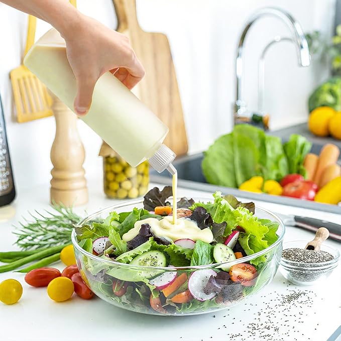 Bekith 12 Pack 16oz Plastic Squeeze Bottle with 24 Caps in 2 Styles, Refillable Plastic Bottles for Shampoo, Lotions, Liquid Body Wash, Sauce, BPA Free