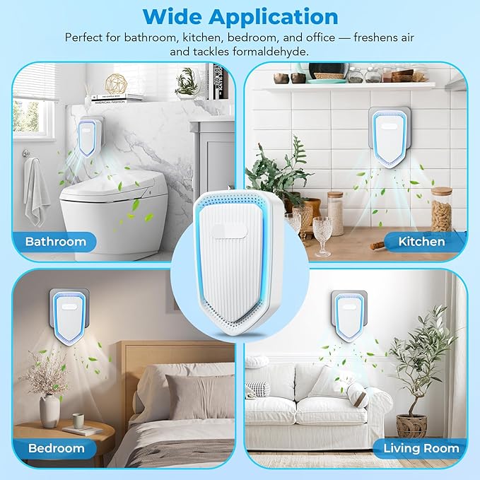 Air Ionizers Plug In Negative Ion Air Purifiers Quiet Air Freshener for Home Bedroom Office Basement - Portable Mini Air Cleaner Odor, Smoke, Dust, Pet Smell (6, White)