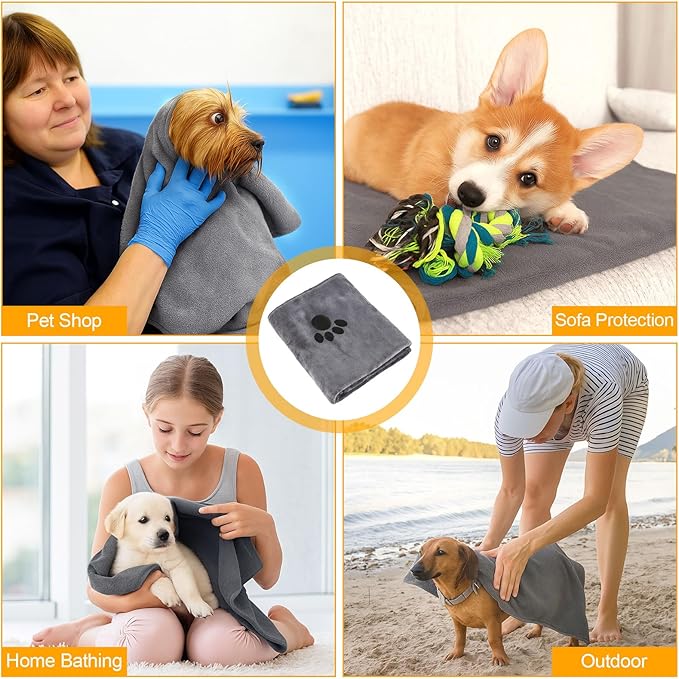 Dog Towels for Drying Dogs Large, Absorbent Microfiber Dogs Bath Towel, 40 x 24 Inch Soft Pet Grooming Towel, Dog Shower & Bath Supplies(Grey)