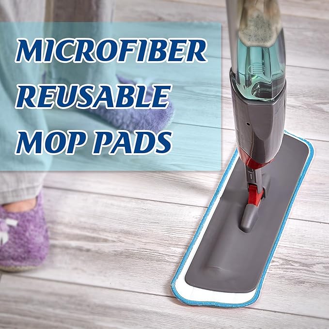24 Pack Microfiber Mop Pad, Spray Mop Replacement Heads for Wet Dry Mops, Machine Washable Reusable Household Replacement Pads for Hardwood and Hard Surface Floor Cleaning and Scrubbing