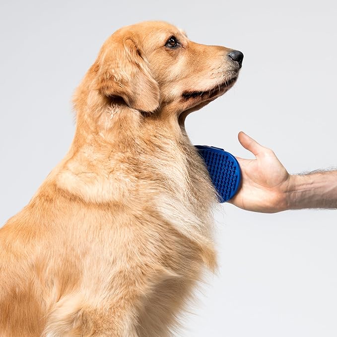 3 Piece Set: 2 Dog Towels and Dog Bath Brush. Dog Shammy and Microfiber Dog Towel. Super Absorbent Towels, Dog Bath Supplies, Dog Scrubber for Bath