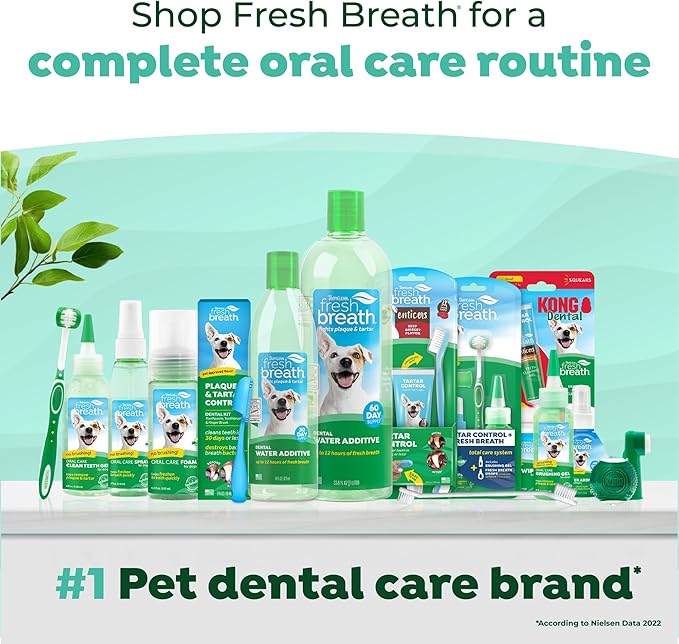 TropiClean Fresh Breath Toothbrush and Toothpaste Kit for Cats, Teeth Cleaning Kit for Plaque & Tartar Removal, Breath Freshener, Cat Dental Care