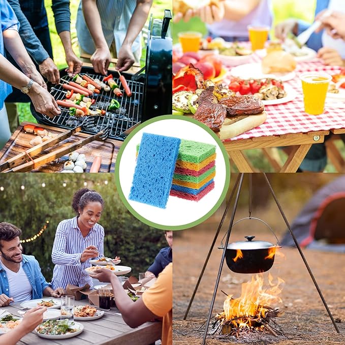 Zhengmy 300 Pieces Kitchen Sponge Bulk Natural Sponges for Dishes Compressed Wood Pulp Sponges Cleaning Sponge Without Scratching for Kitchen Bathroom, 3.9 x 2.4 x 0.12 Inch (Multicolor)