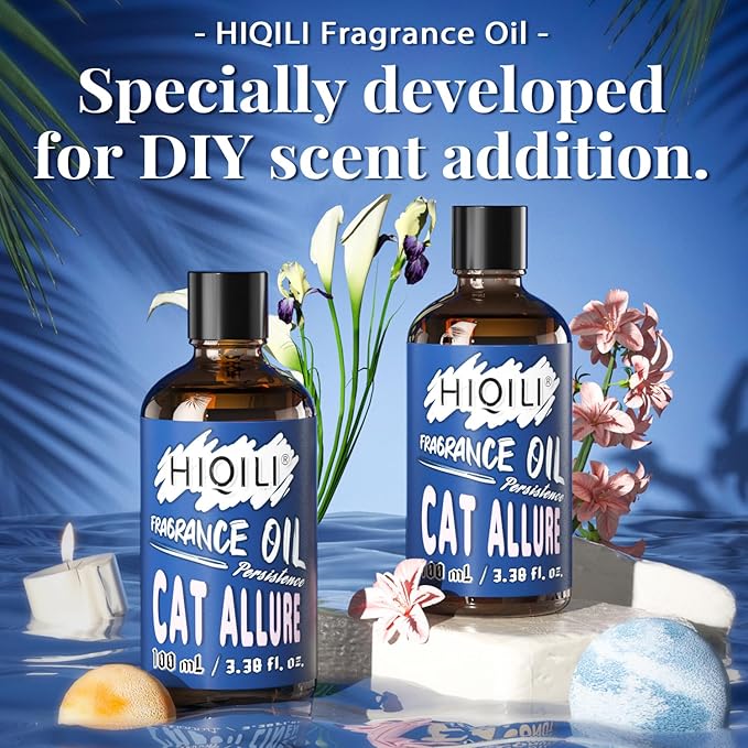 HIQILI Cat Allure Essential Oil 100ml - Fresh Fragrance Oil for Aromatherapy, Air Freshener, Long-Lasting Perfume Oil for Candle Making, Soap Making - Fresh Scented Diffuser Oil 3.38 Fl Oz