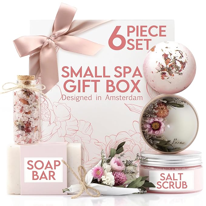 Birthday Gifts for Women – Luxury Bath Sets & Self Care Box – Christmas Gifts for Women – Small Orchid & Jasmine Spa Basket for Mom, Sister, or Friend