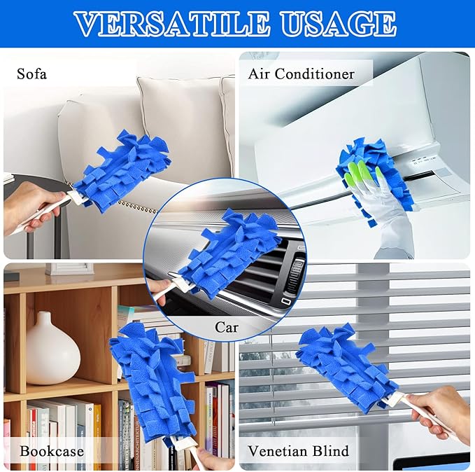20Pcs Fleece Duster Refills, Reusable Dusters Compatible with Swiffer with 3pcs Handles, Washable Dusters Pads for Cleaning Ceiling Hardwoods Window Kitchen Floor 5 Colors