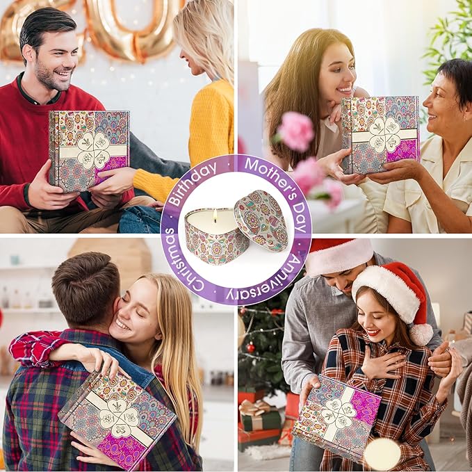 WarmEmbrace Scented Candles, 4 Pack Candles for Women, Candle Set 4 Different Scents, Natural Ingredients Soy Candle for Home, Present for Women