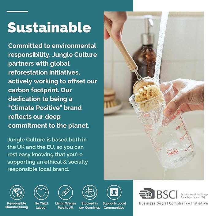 Jungle Culture Eco Sponge Set of 4 ⢠Eco Friendly Natural Dishwashing Sponges ⢠Non-Scratch, Biodegradable & Durable ⢠Double Sided Loofah Kitchen Scourer ⢠Compostable & Reusable Washing Up Sponges