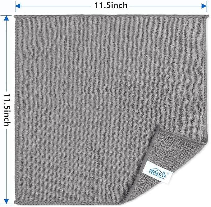 HOMEXCEL Grey Microfiber Cleaning Cloth,150 Pack Cleaning Rags, Cleaning Towels,11.5"X11.5" Shop Towels