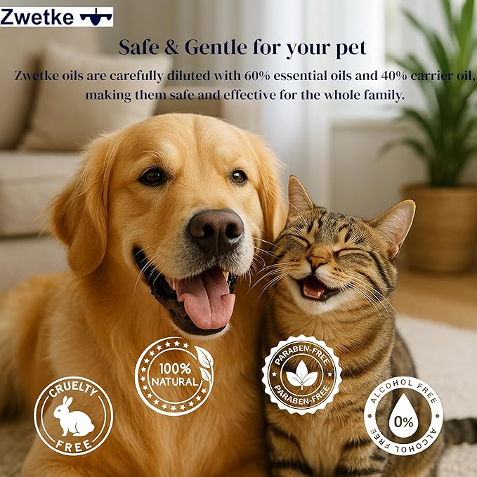 Premium Pet-Friendly Essential Aromatherapy Oils Gift Set – 7 Natural Scents: Vanilla, Ginger, Cedarwood, Copaiba, Myrrh, Frankincense, Niaouli – Safe for Dogs, Cats & Family – Relaxation & Diffuser