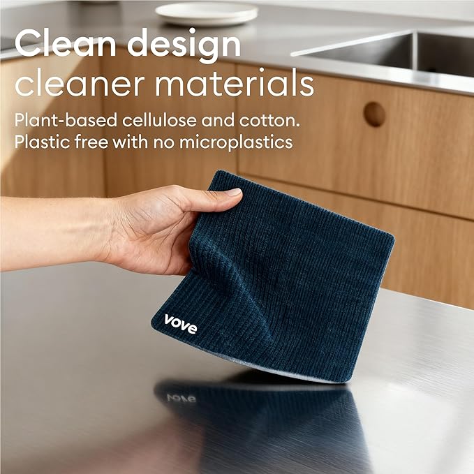 Vove Swedish Dishcloths 5-Pack, Essential Neutrals - FSC Certified Cellulose & Cotton, Oeko-TEX Standard 100, Reusable Washable Kitchen Cleaning Cloths, Eco Friendly Floral Design