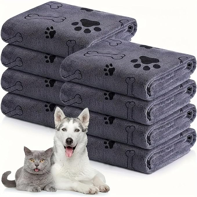 Dog Towels for Drying Dogs,Microfiber Pet Grooming Towel Quick Drying Bathing Supplies Bathing Shower BeachTowel for Dogs Cats and Other Pets,Grey 2-Pack