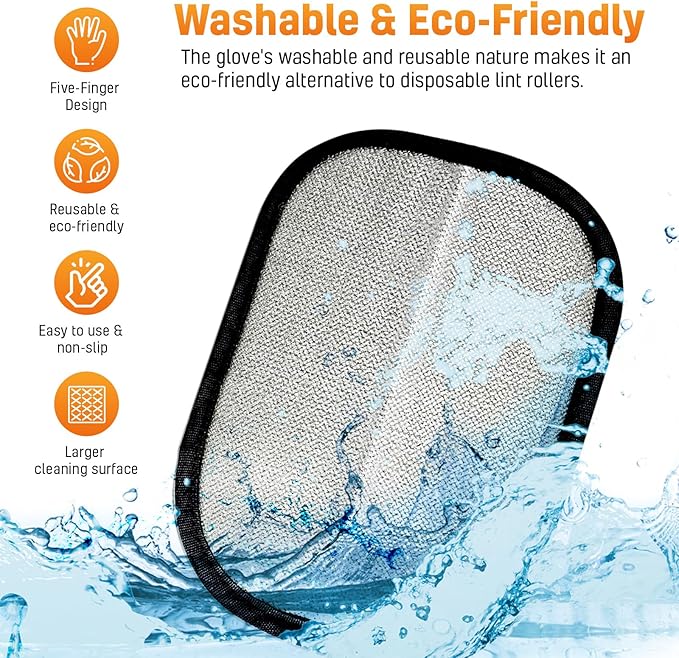 3 pcs Pet Hair Removal Glove for Dogs and Cats (2 Pack Mit, 1 Lint Scraper) - Electrostatic Fur Remover, Magic Brush Pet Hair Remover Tool for Laundry, Cloths, Carpet, Car Mats, Sofa & Bedding