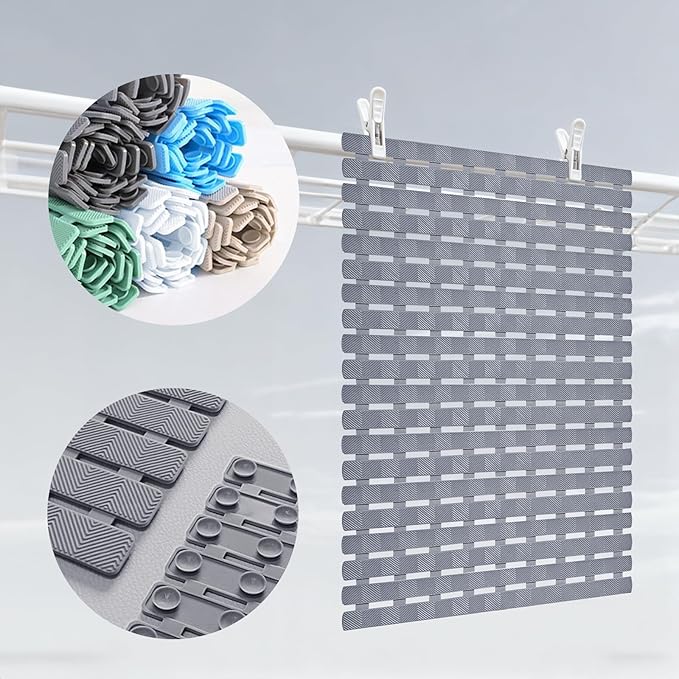 Bath Tub Shower Mat, Pet Dog Bathing Non-Slip Mat, Dog Bath mat for tub, 27.5x15.7 Inch Quick Drain Bathtub Mat with Suction Cups & Drain Holes for Bathroom (Khaki)