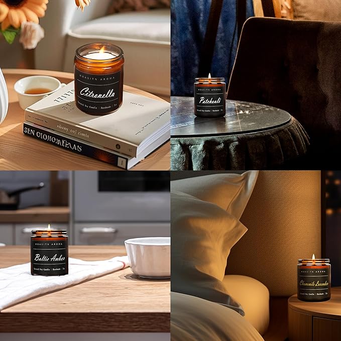 MOASITN Palo Santo Heavenly Scented Candles for Home| Organic Soy Aromatherapy candel| Handmade Long Lasting Jar Candles Gift for Women,Men as Birthday,Housewarming,Autumn,Relaxing Gifts| 7oz