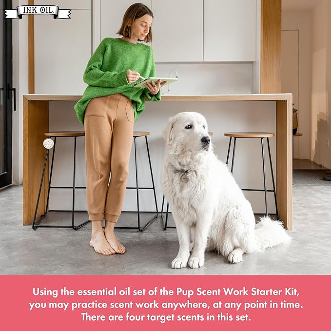 Ink Oil - Pup Scent Work Starter Kit I Dog Scent Training Kit I Complete Nose Scentwork - Anise, Birch, Clove & Vetiver Flavour I Portable Small Aid Kit for Pet Home Trainer - Pure Essential Oils Sets