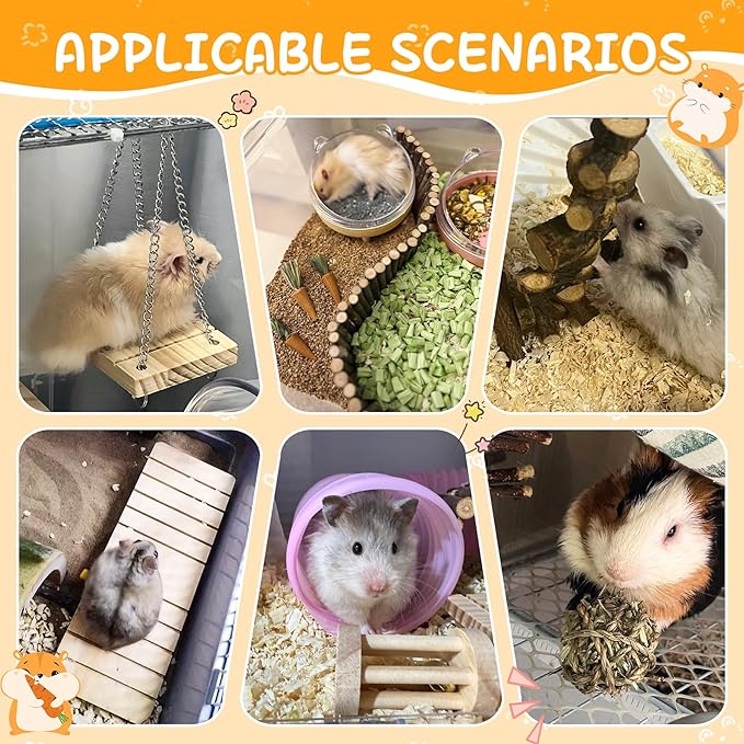 40 PCS Hamster Toys Set, Guinea Pig Toys Enrichment Hamster Tubes and Tunnels, Rat Enrichment Toy with Bridge, Seesaw, Swing, Ball for Gerbils, Chinchillas, Dwarf and Syrian Mouse