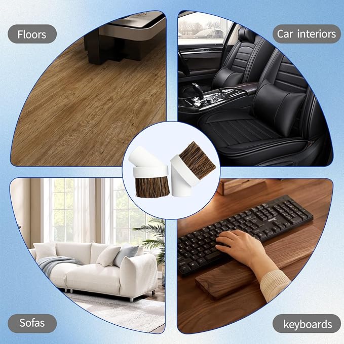 2 Pack Deluxe Replacement Vacuum Round Dusting Brushes Vacuum Brush Attachment -1.25 inch (32mm) Soft Horse Hair Vacuum Attachment Brush, Hair Length 35mm for Most Vacuum Cleaners Accessories