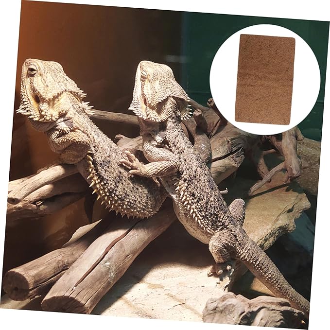 3pcs Natural Coconut Fiber Reptile Bedding Mat Breathable Substrate for Lizard Tank Leopard Gecko Turtle Enclosure Pet Habitat Liner with Strong Permeability and Easy Cleaning