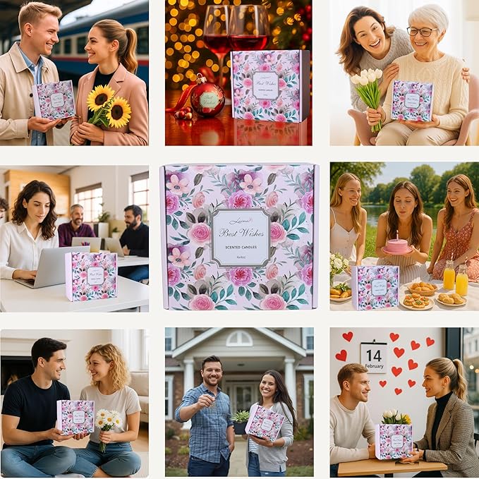 Luina 4 Pack Scented Candles Set, Natural Soy Wax Candles in Frosted Glass Jars, Relaxing Aromatherapy Candle Gift Set for Women and Mom, Birthday and Mother’s Day Gifts