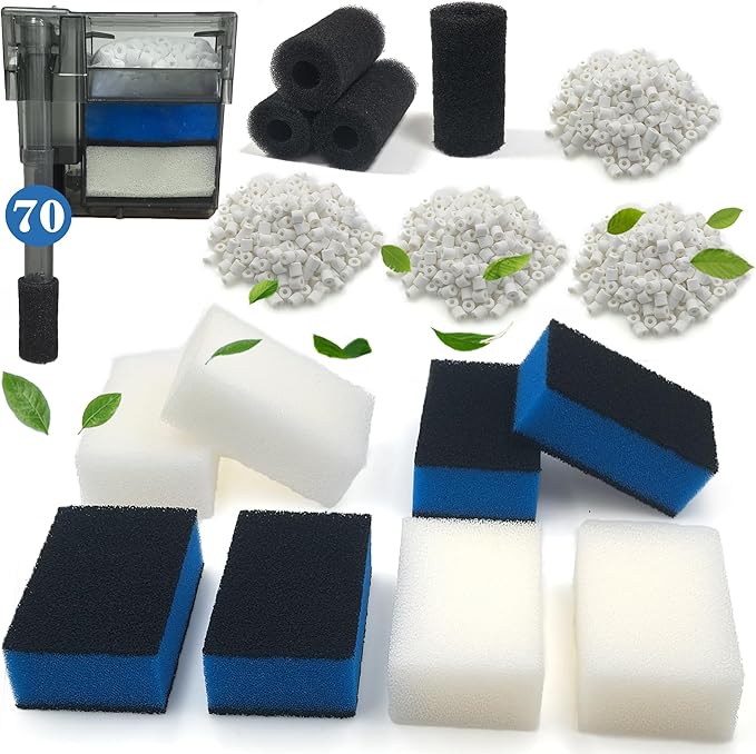 NEWKE 4 Sets of Upgraded Three-Stage Filtration Tank Filter Refills for AquaClear 70 Power Filter, 4 Sets of Maintenance Kit for Fish Tank Filter for 40- to 70-Gallon Aquariums