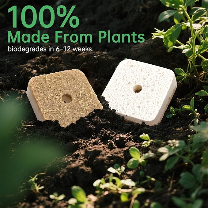 16 Pack Biodegradable Natural Kitchen Sponges, Compostable Cellulose & Coconut Square Scrubber, Dual Sided Dish Sponge for Washing Dishes, Eco Friendly