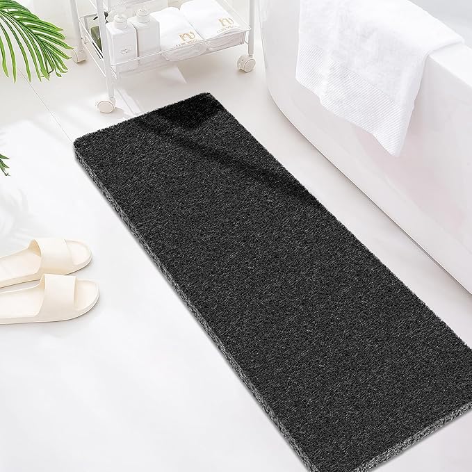 Joyhalo Shower Mats for Showers Anti Slip for Elderly, 47'' x 16'' Non Slip Bath Mat for Inside Shower, Bath Tub Mats for Bathroom Non Slip for Shower, PVC Loofah Bathroom Mats, Black