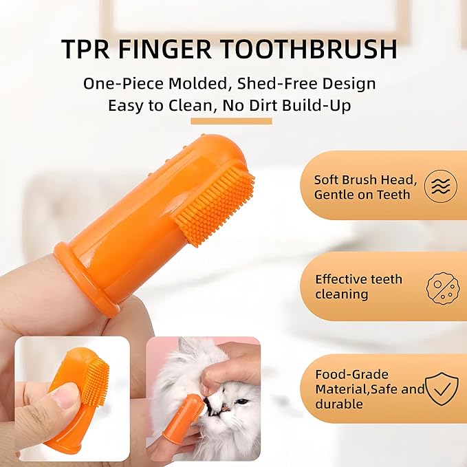 Dog & Cat Toothpaste Kit with Toothbrush & Finger Brush – 100g Vanilla Flavor Pet Toothpaste – Helps Reduce Plaque, Freshen Breath & Support Healthy Gums – Puppy & Adult Pet Dental Care