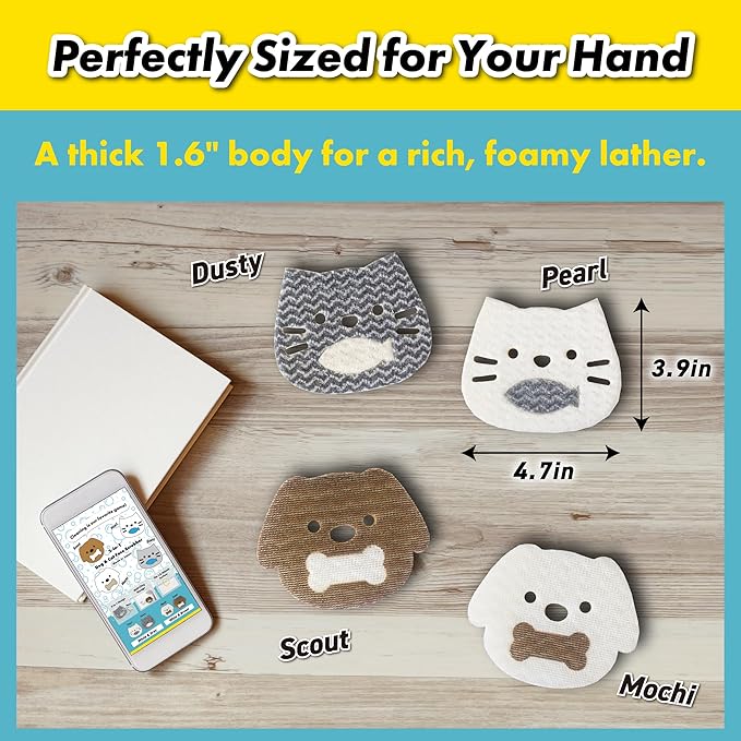 2-in-1 Dog Face Sponge for Kitchen & Bath - Detachable Fish, Wall-Cling Storage, Powered by 1.8 Mil Fiber - Multi-Functional Cleaning Gadget (2 Pack) (Dog - White & Brown)