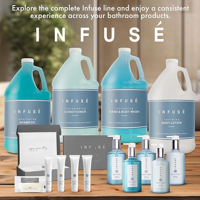 1 Liter Conditioner Refill Bag For Soap Dispensers | Bulk Toiletries for Vacation Rentals, and Home Bathroom Showers | White Tea and Coconut | Single