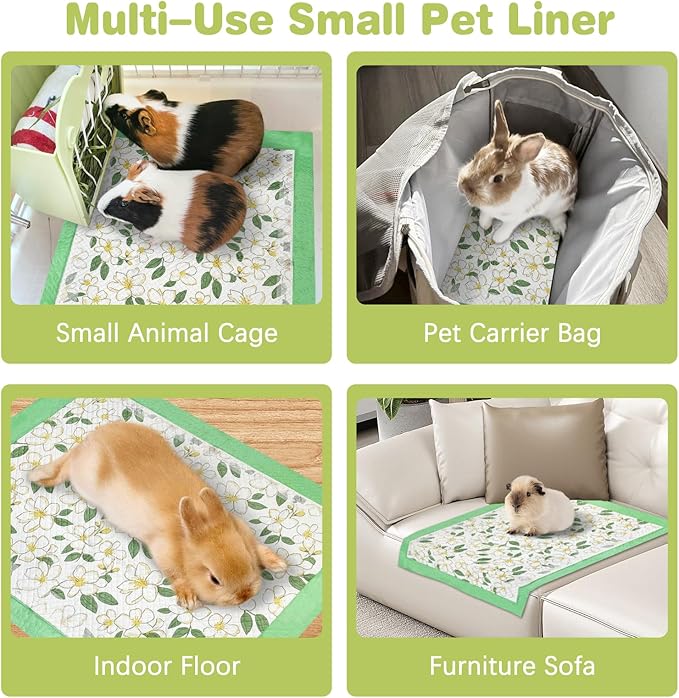 Fhiny 20 PCS Disposable Guinea Pig Cage Liner, 24'' x 36'' Super Absorbent Rabbit Pee Pads Odor Control Small Pet Cage Bedding Accessories for Rabbit Bunny Ferret Cat Puppy and Other Small Animals