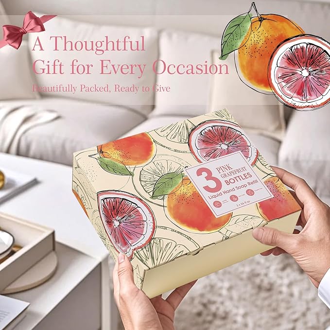 ROMIIE ZOI Liquid Hand Soap Refill Gift Set – 3 Pack (26 Fl Oz Each), Pink Grapefruit Scent – Moisturizing, Biodegradable & Cruelty-Free Formula with Essential Oils for Sensitive Skin