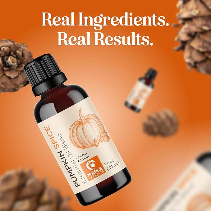 Pumpkin Spice Essential Oil Blend - Warm & Cozy Pumpkin Spice Oil for Diffuser Candles Soaps & DIYs with Real Nutmeg Cinnamon Clove & Ginger Extracts - Fall Scented Aromatherapy Blend (1 Fl Oz)