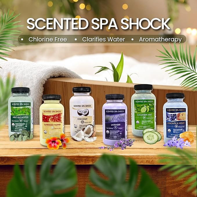 Hyacinth Honey Aromatherapy Spa Shock for Hot Tubs & Spas | Non-Chlorine Oxidizing Hot Tub Shock Treatment | Compatible with Bromine Tablets & Chlorine | Neutralizes Odors & Clarifies Water (2 lbs)