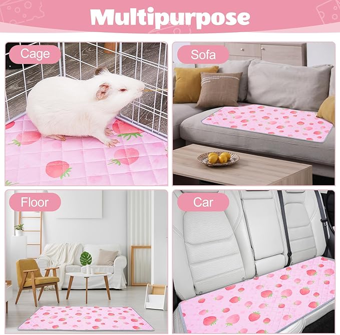 2 Pack Guinea Pig Bedding, Washable Guinea Pig Cage Liner Reusable Guinea Pig Mat Waterproof Guinea Pig Bedding for Cage, Super Absorbant Guinea Pig Pee Pads for Small Animals Hamster Rabbit Squirrel