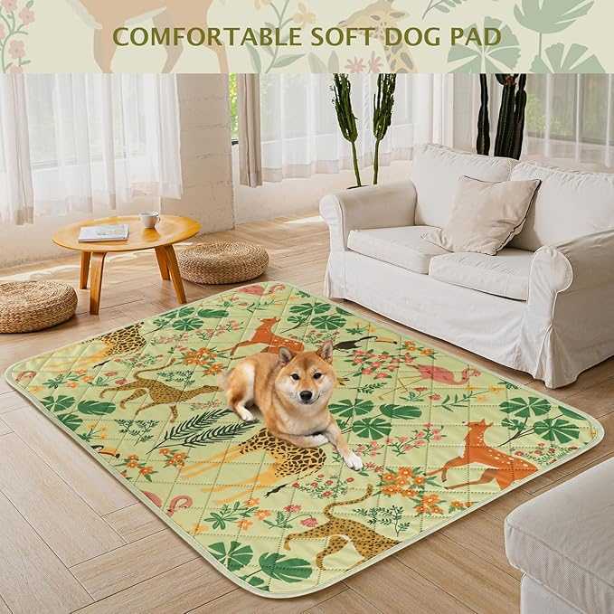 IEUUMLER Washable Pee Pads for Dogs, 2 Pack Forest Pattern Reusable Waterproof Puppy Pads, Non-Slip Super Absorbent Dog Training Pad for Playpen Crate Bed EU013 Green Jungle, 30x20