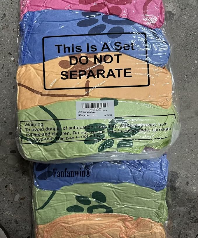 4 Pcs Dog Bath Towels Microfiber Drying Dog Towel Absorbent Pet Heart Paw Towels for Medium Dogs Puppy Cats Pets Shower(Blue, Yellow, Pink, Apple Green)